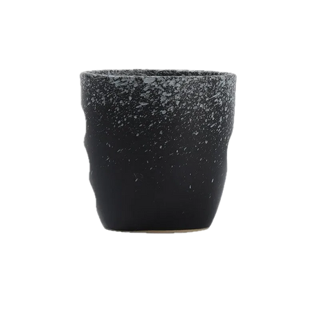 Cana de Cafea din Ceramica Neagra cu Detalii Albe