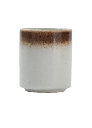 Cana de Cafea din Ceramica Alb Pur cu Note de Maro