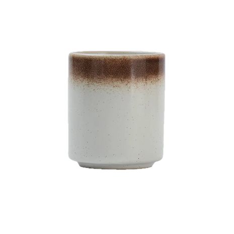 Cana de Cafea din Ceramica Alb Pur cu Note de Maro