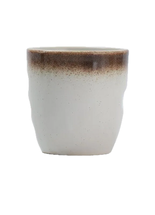 Cana de Cafea din Ceramica Alb Pur cu Note de Maro