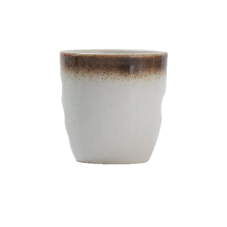 Cana de Cafea din Ceramica Alb Pur cu Note de Maro