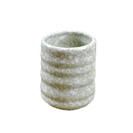 Cana Ceramica Verde cu Detalii Albe - 140 ml