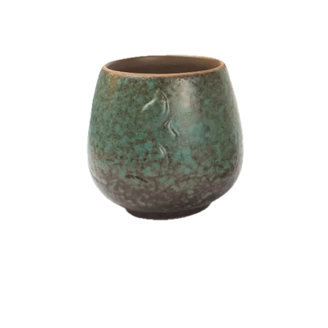 Cana Ceramica Verde cu Nuante de Maro - 125 ml