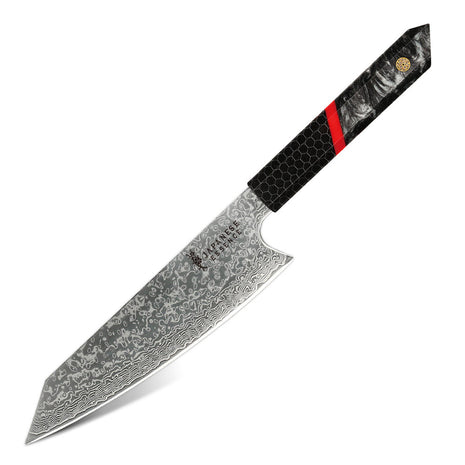 Cutit Kiritsuke 20 cm din Otel Damasc cu Maner Obsidian Red