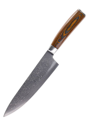 Cutit de Bucatar 20 cm din Otel Damasc cu maner lemn colorat