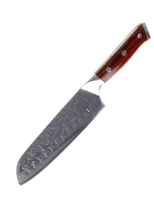 Cutit Santoku 18 cm din Otel Damasc cu maner din lemn