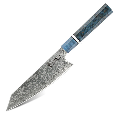 Cutit Kiritsuke 22 cm din Otel Damasc cu Maner Blue Frost