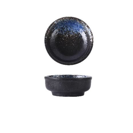 Bol ceramic Negru pentru dip cu Detaliu Albastru