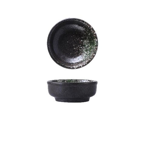 Bol ceramic Negru pentru dip cu Detalii Verzui