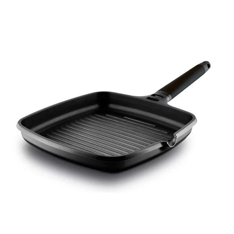 Tigaie Grill Castey cu Maner Negru Detasabil, Aluminiu Turnat, Inductie, 27 cm