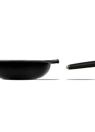 Wok Castey cu Maner Negru Detasabil, Aluminiu Turnat, Inductie, 28 cm